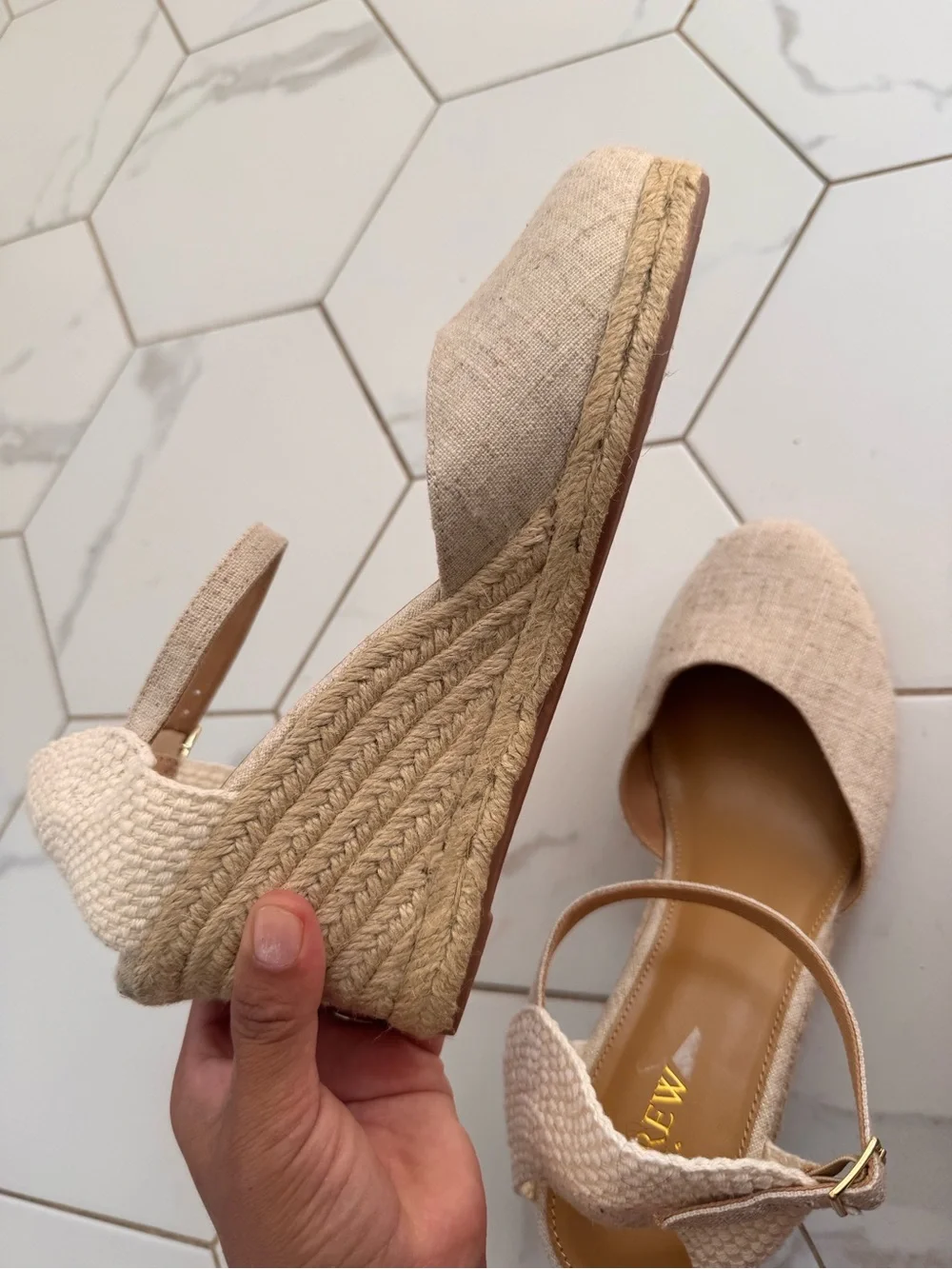 J. Crew Cream Espadrille Ankle-Strap Wedge Sandals NWOB- New Never Worn